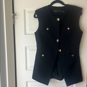 Endless Rose Black Sleeveless Top with Gold Buttons